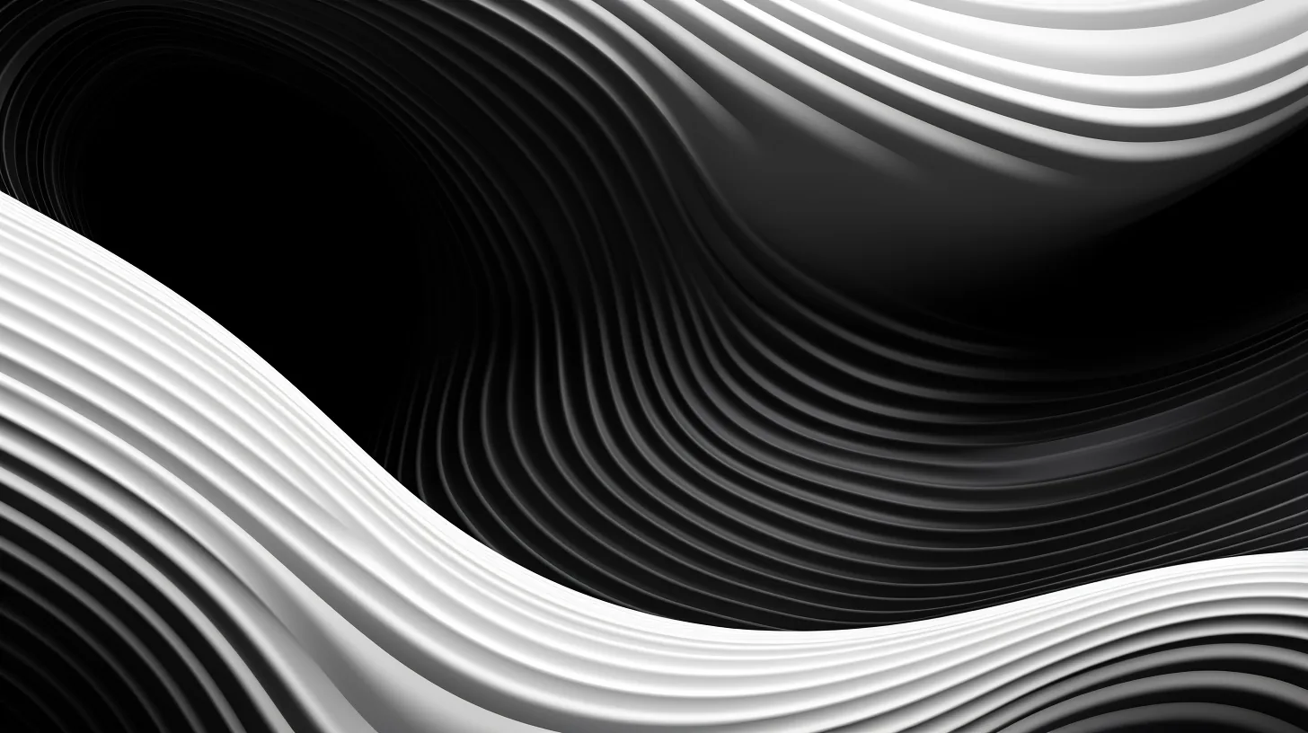 Ribbed white bands curl and cross each other in 3D, the troughs between them going to solid black.