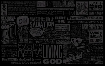 Dozens of hand-drawn phrases and letterforms pack the frame in charcoal on black, sizes shifting throughout.