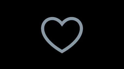 A single pale grey heart outline sits slightly above centre on true black — minimalist, and dark enough to save battery on AMOLED screens.