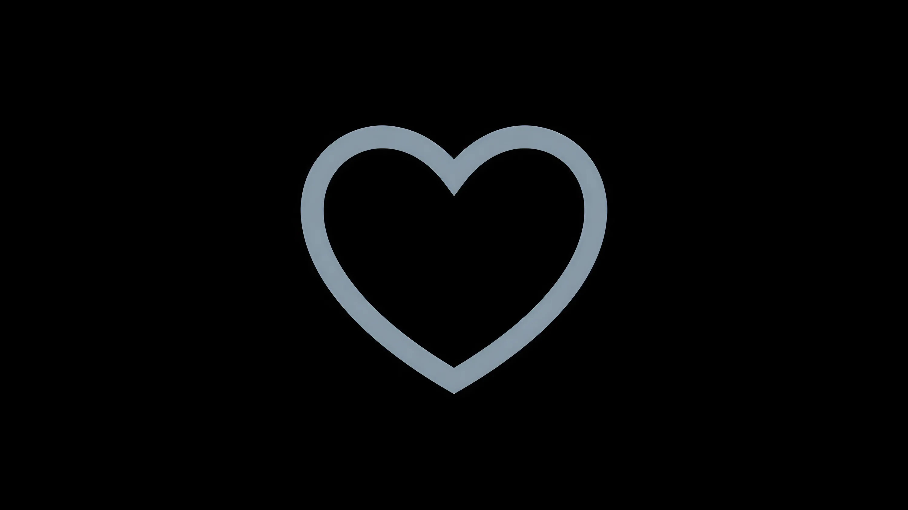 A single pale grey heart outline sits slightly above centre on true black — minimalist, and dark enough to save battery on AMOLED screens.