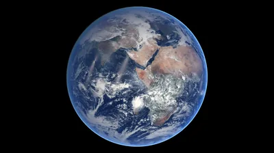 Africa and Arabia face outward on this full-disc view, the surrounding frame left almost entirely black so the planet reads well on OLED screens.