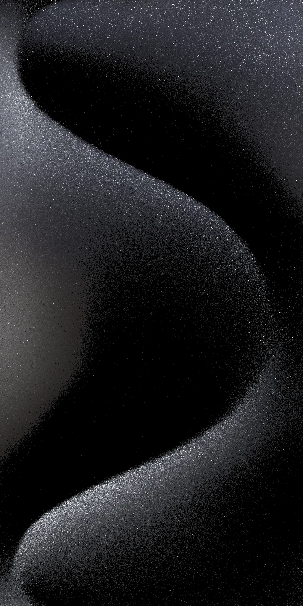 Smooth dark folds curve down the frame like wind-shaped sand, finished with a fine grain.