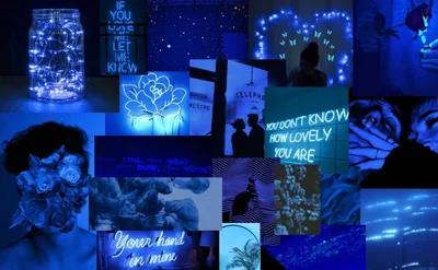 Deep blue tiles of fairy-light jars, glowing roses and lyric cards fill the frame, brightest along the top row while the bottom edge stays darkest.
