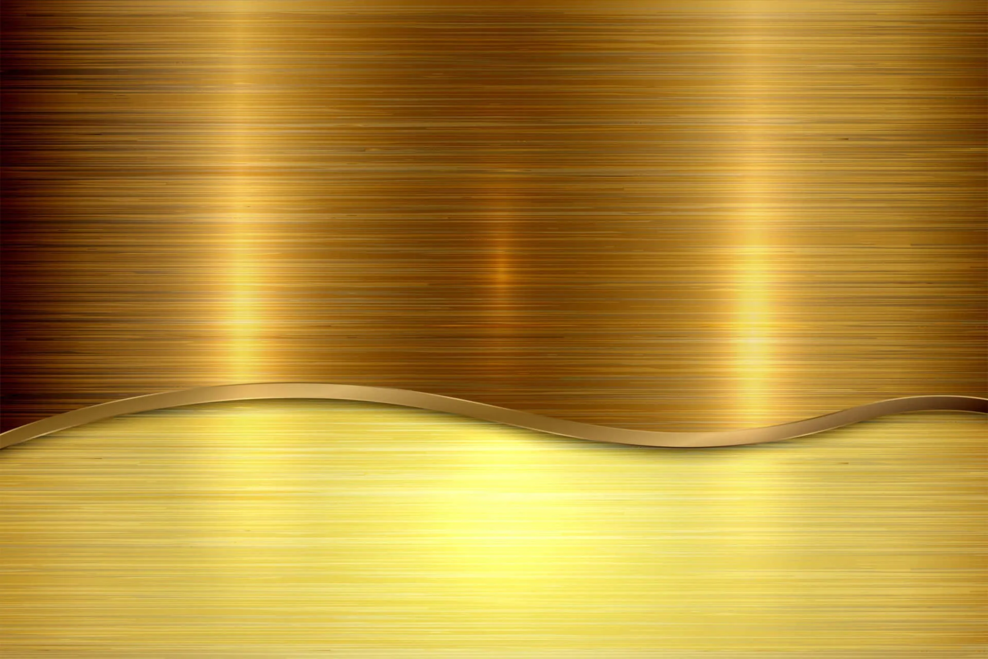A brushed metal panel in two tones, deep bronze above and pale gold below, split by a raised wave-shaped trim.