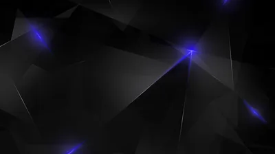 Low-poly black facets tilt across the frame with small purple lights burning at several of the joints, the rest kept in shadow.