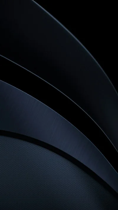 Broad curves of dark navy sweep from the lower left, each layer edged with a faint highlight against the black upper corner.