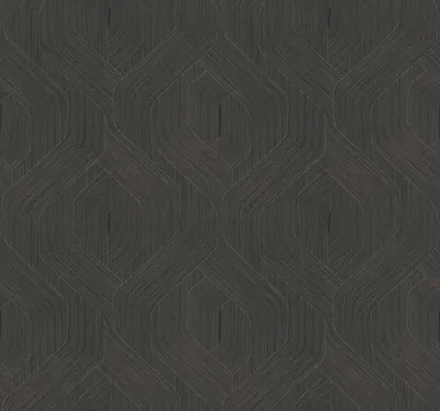 Elongated hexagons drawn in fine grooves cover a warm charcoal textile, the weave still visible through the pattern.