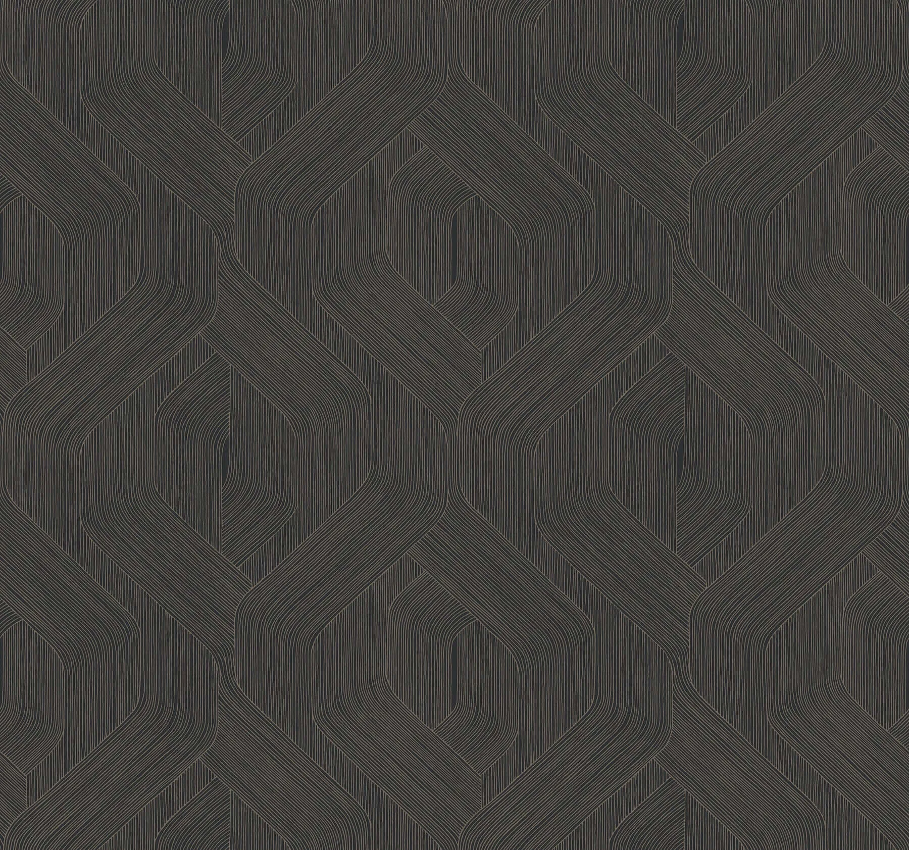 Elongated hexagons drawn in fine grooves cover a warm charcoal textile, the weave still visible through the pattern.