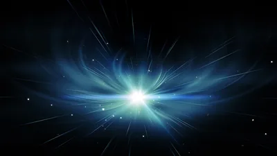 A blue-white burst of rays and drifting sparks flares just left of centre; the cleanest dark area runs along the top edge under the status bar.