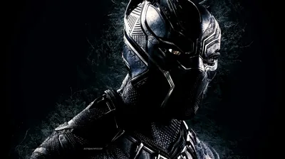 The panther helmet catches a hard rim light down one side, silver claw marks scored across the mask while the rest drops into shadow.