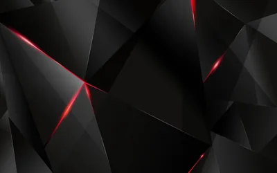 Black polygon shards packed edge to edge, thin red light leaking through the seams like cracks over a furnace.