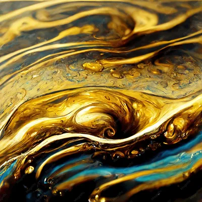Thick oil-paint swirls spiral into a dark eye just left of centre, with streaks of teal surfacing along the bottom edge of the square frame.