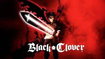 Official key art of winged Asta swinging a light-edged greatsword through crimson smoke, the gothic series logotype sitting low centre against deep red.