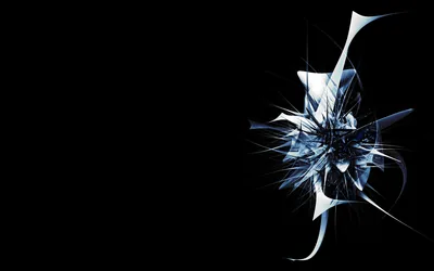 A sharp fractal shape flares on the right side of the frame in pale blue, the left two-thirds left empty.