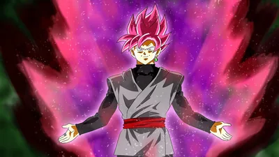 He spreads both arms with palms upturned as a red-magenta aura roars outward, green light creeping into the corners of this wide anime frame.