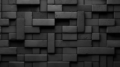Charcoal blocks sit at staggered depths in a 3D brick pattern, each edge picking up a faint highlight.
