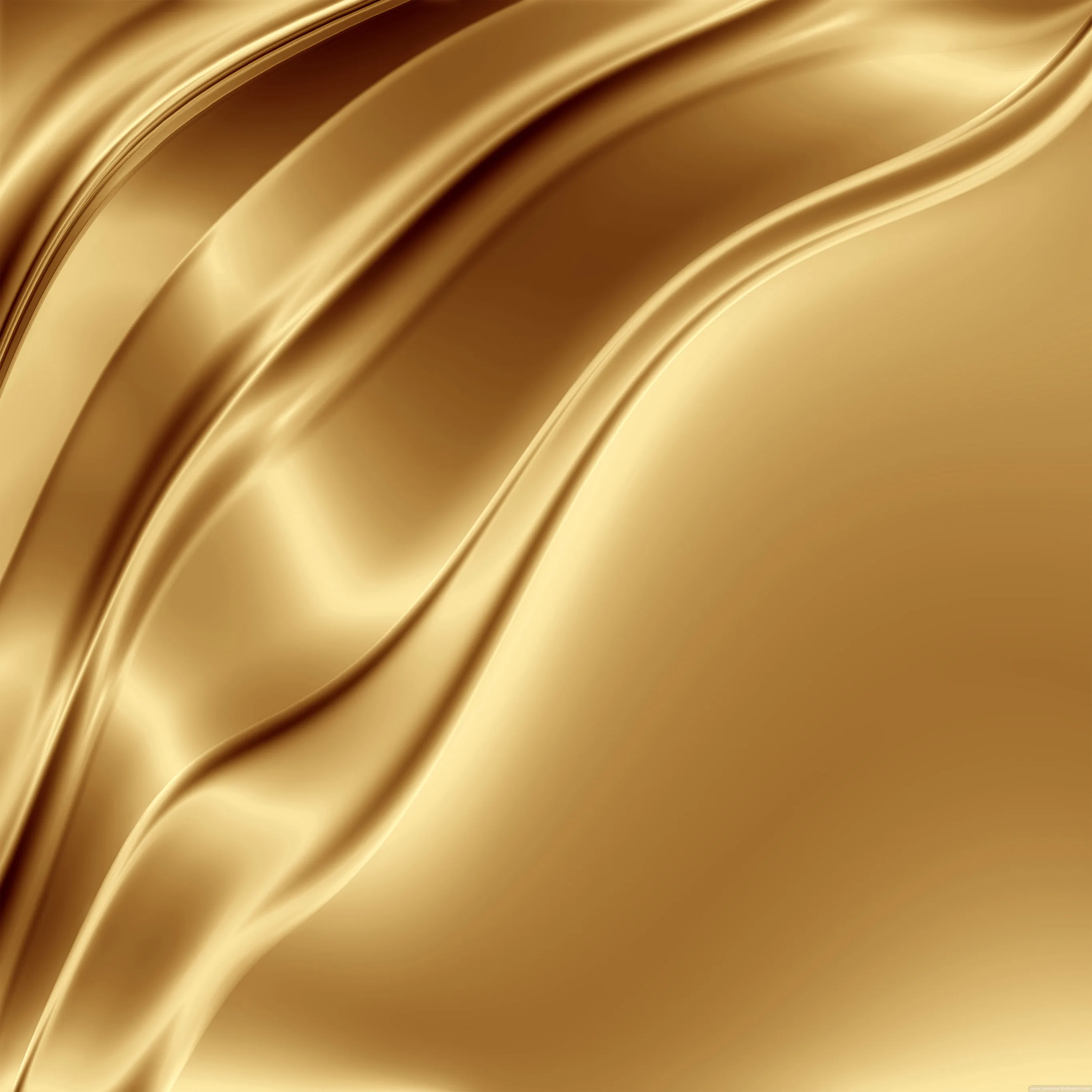Satin folds sweep diagonally from the top left in a square crop, the lower right smoothing out into an almost plain champagne field.