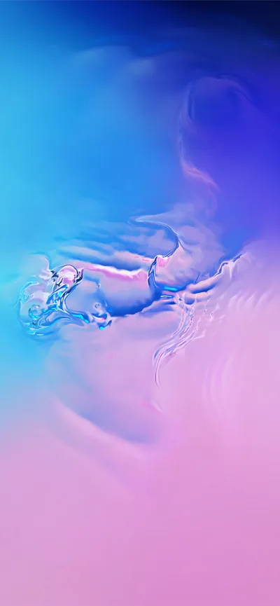 Crumpled icy texture runs in a band across the middle while cyan in the upper left melts to pink at the bottom, sparkling only up close.
