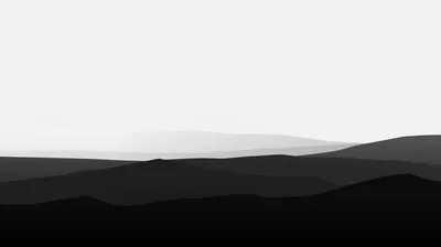 Simple layered hills in four flat greys stack toward a pale sky, the top of the frame left completely open.
