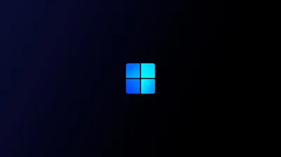 A small bright blue window mark sits at the centre of a dark navy field with no other detail.