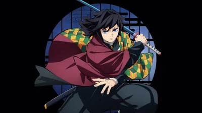 A haori-wearing swordsman crouches ready with his blade half-drawn, a dark circle behind him and true black filling the corners.
