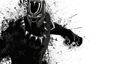 A masked figure lunges forward, the body breaking apart into ink splatter against a plain white ground.