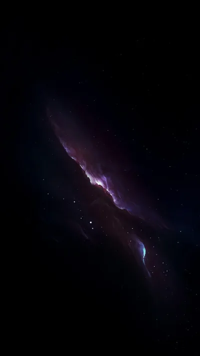 A ribbon of violet and pink gas cuts diagonally through a starfield, the corners left as unbroken black for icon rows.