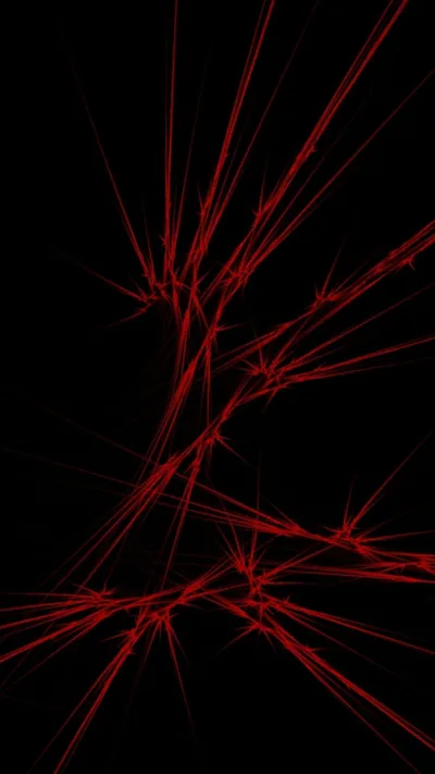 Thin red beams cut through one another at sharp angles, flaring where they cross and leaving the corners black.