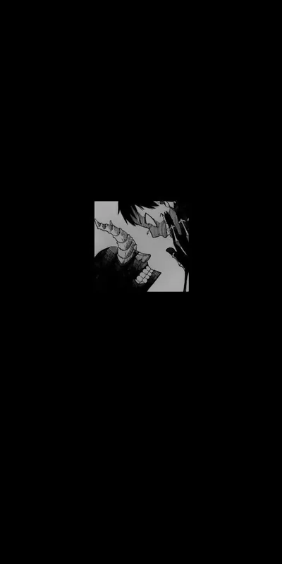 A single small grayscale sketch floats just above centre on an otherwise untouched #000000 field — icons land on plain black everywhere else.