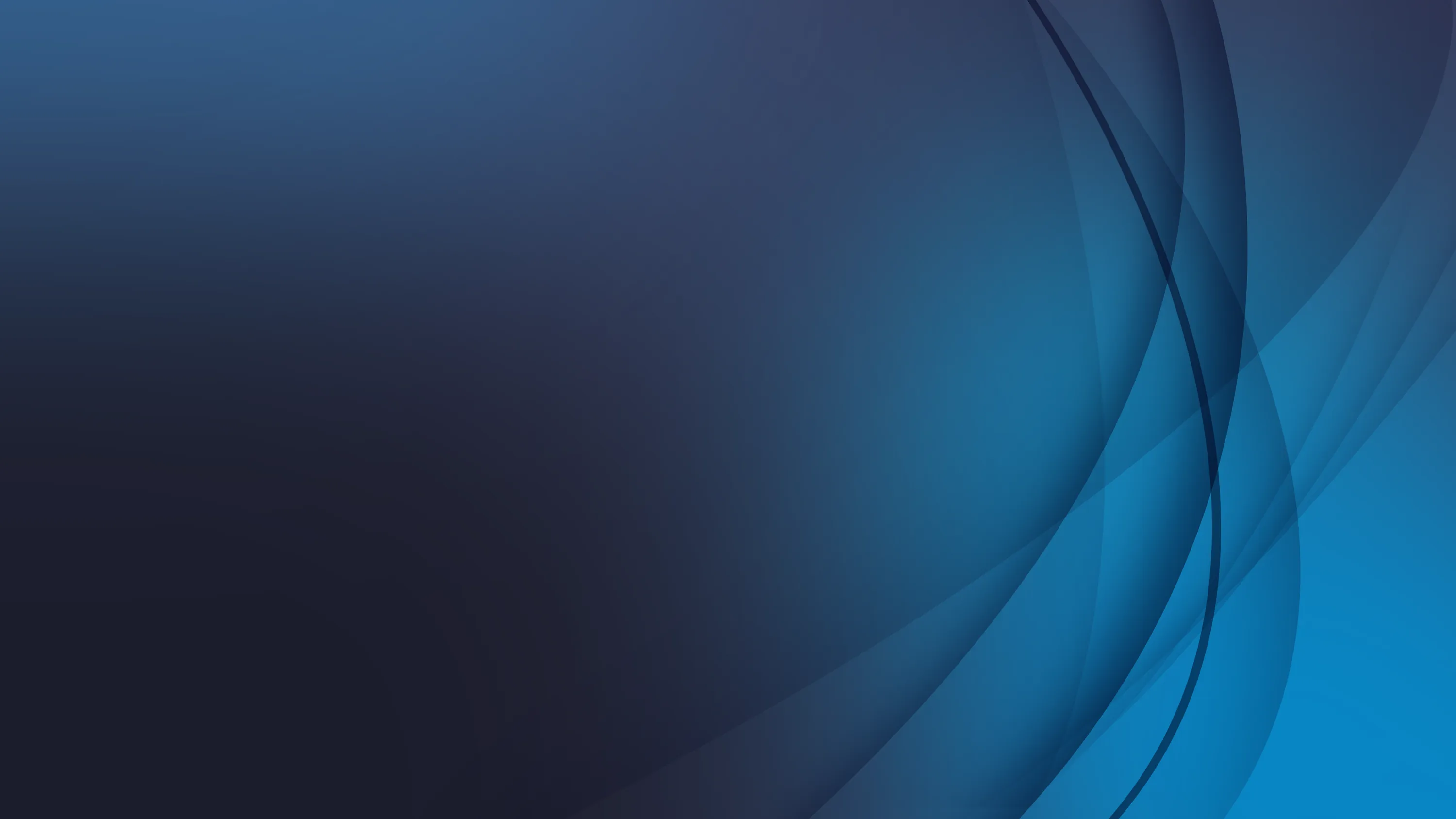 A navy to azure gradient runs from the dark top left toward brighter blue on the right, crossed by two long curved lines with soft edges.