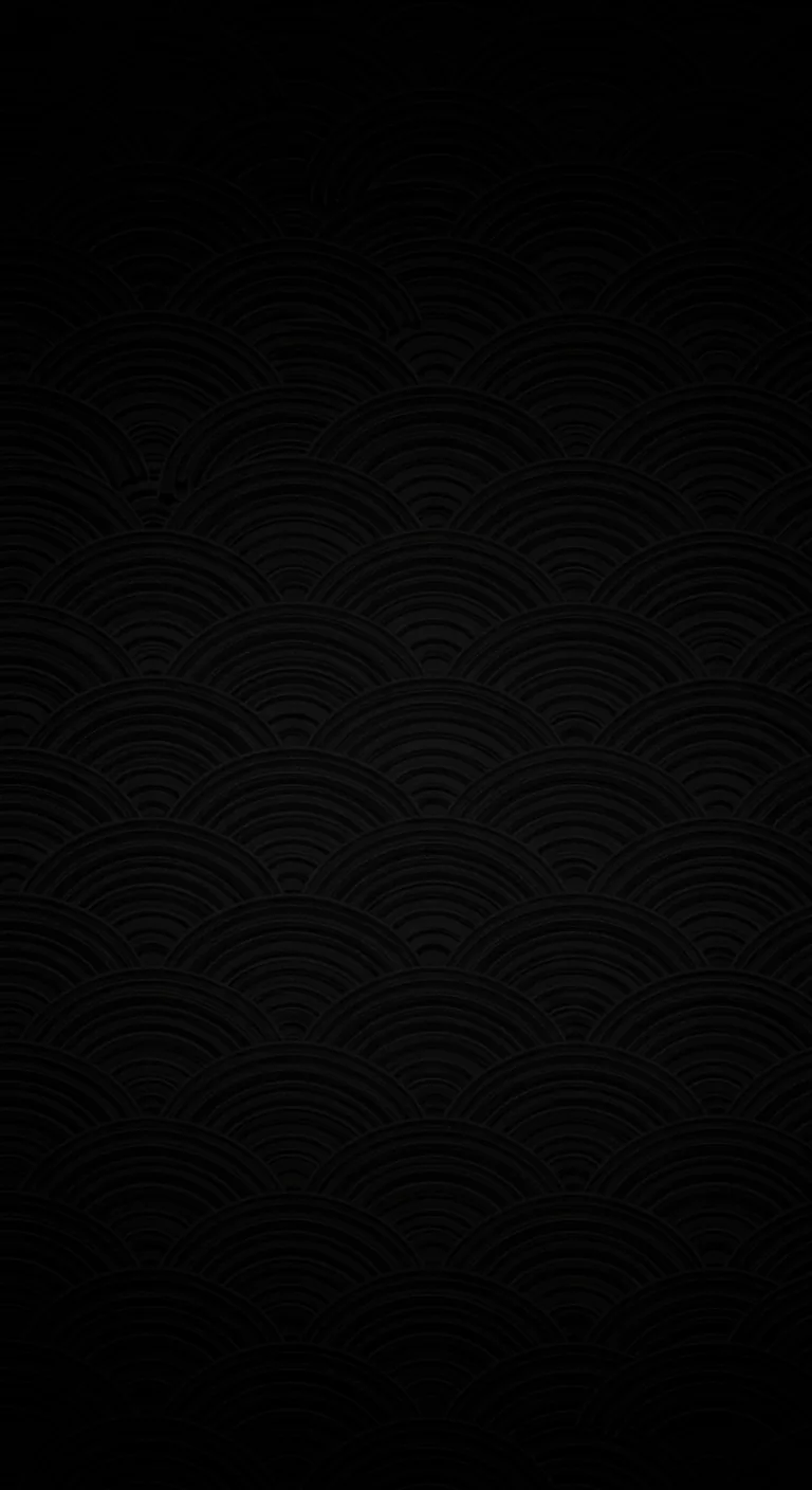 Rows of overlapping semicircles cover a black field in the seigaiha style, the pattern fading out toward the top where the frame goes solid.