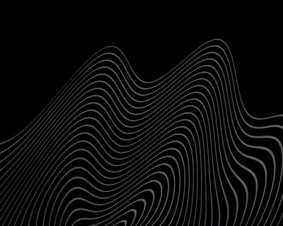 White contour lines ripple over black like a topographic map, rising into two rounded peaks while the upper left corner stays completely empty.